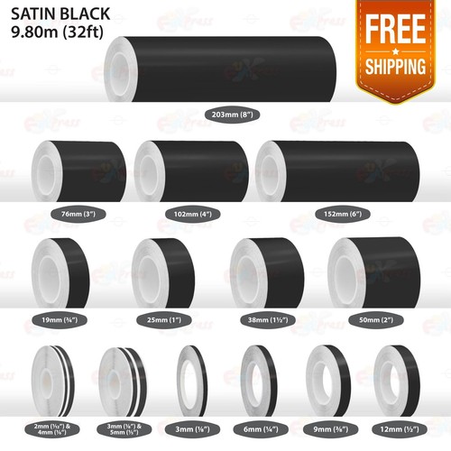 Satin black pin stripe - satin,