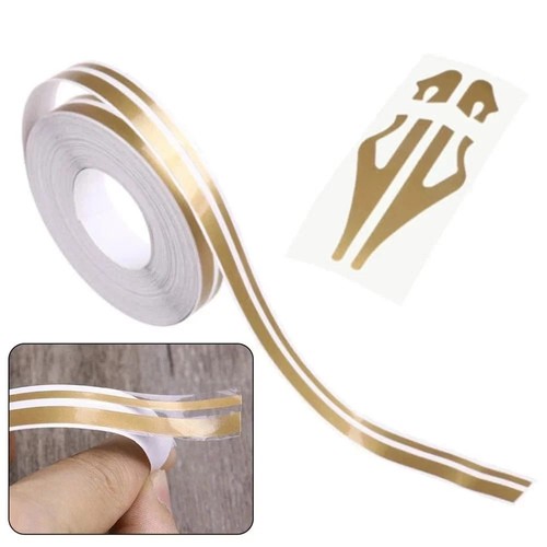 Double line tape decal gold - double,