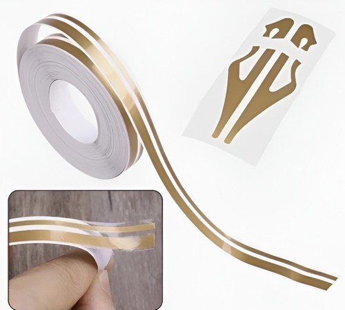 Double line tape decal gold - double,